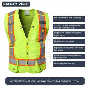 Chaleco DE SEGURIDAD reflectante de alta visibilidad del fabricante de Pakistán Precio de cremallera frontal transpirable - Product Image 3