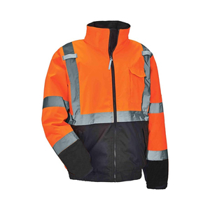 Chaqueta de seguridad resistente al fuego de triple capa color naranja con tiras reflectantes y diseño personalizado - Product Image 3