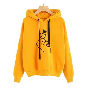 Sweat à capuche décontracté pour femme SNKSDGM, 100% coton, doublure polaire, manches longues, imprimé cœur, cordon de serrage, doux et confortable, ODM - Product Image 5