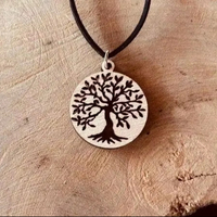 Vintage Lazer Kesim Ahşap Charm Kolye Kişiselleştirilmiş El Yapımı Takı Anlamlı Unisex Hediye