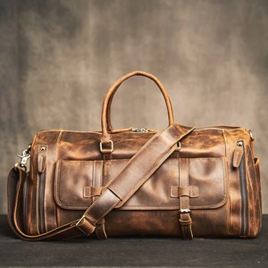 Bolsa de Viaje de Cuero Ecológica Personalizada al por Mayor para Hombre, Hecha a Mano, para Viajes Cortos, Fin de Semana, Deportes, Gimnasio, con Cremallera, Grande - Product Image 1