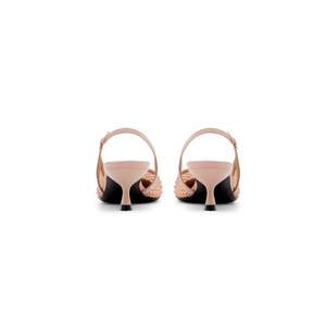Sandalias Valentino Slingback con Tacón y Cristales Color Nude - Product Image 3
