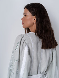 Midi ชุดเดรสลายปักสไตล์ยูเครนชุดเดรสพื้นเมืองสไตล์โบฮีเมียนผ้าลินินธรรมชาติสไตล์โบฮีเมียนเดรสฤดูร้อนคุณภาพดีที่สุดและราคาดีที่สุด - Product Image 4