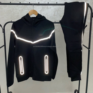 2025 nouveau sport personnalisé Kni Logo 100% coton polaire fermeture éclair à capuche hiver réfléchissant adhésif veste costume - Product Image 1