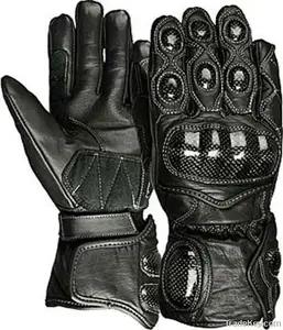 Pro Motorbike Motorcycle Leather Race Gloves - Black / Fluo Yellow