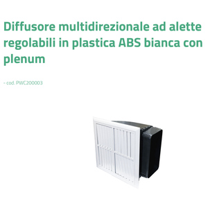 Diffuseur d'air multidirectionnel en plastique ABS blanc Tecnosystemi avec ailettes réglables, registres et grilles de ventilation - Product Image 3