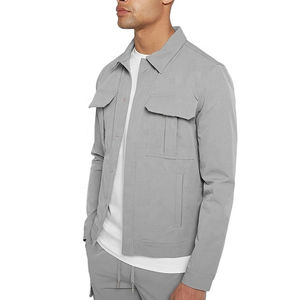 Bomber décontracté imprimé de logo personnalisé recouvert de boutons veste tricotée en polyester et coton pour hommes pour l'extérieur printemps automne vestes pour hommes - Product Image 3