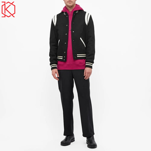 Automne et hiver serviette brodée Lettermen veste douane hommes blancs varsity vestes avec manche en cuir - Product Image 2