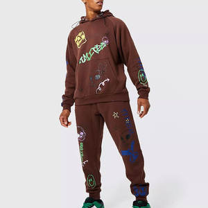 Traje de sudor con serigrafía de algodón Original puro, chándal con parches bordados de estilo único de Color atractivo - Product Image 1