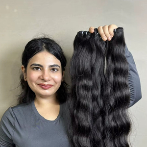 Extensions de cheveux humains vierges bruts indiens de qualité supérieure en gros, mèches ondulées - Product Image 1