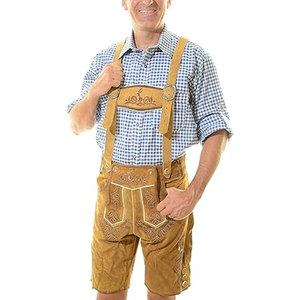 Venta directa de fábrica de alta calidad alemán Lederhosen hombres de cintura alta temporada de verano nueva marca desgaste hecho tela Material de cuero - Product Image 3