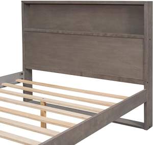 Cadre de lit de plate-forme de rangement en bois massif de grande taille avec tête de lit pour garçons filles adolescents adultes pas de ressort de boîte nécessaire - Product Image 4