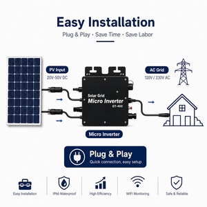 Microinversor de 300W para conexión a red, IP66 a prueba de agua, para sistema de paneles solares fotovoltaicos - Product Image 6
