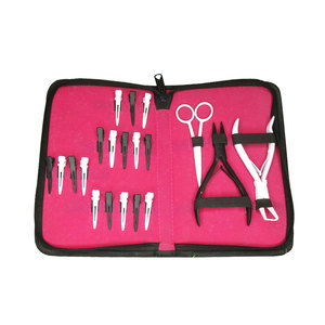 Precio barato Matt Black White Hair Extension Tools con accesorios Alicates Hilos pequeños Cola Peine Hair Parting Ring Kit Set - Product Image 5