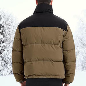<b>Men's</b> Lightweight Packable Puffer Jacket Water-Resistant High Street Casual Winter Coat with <b>Hooded</b> Collar and Front Logo - Product Image 2