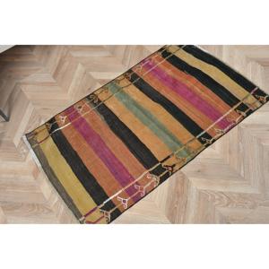2.2x3.7 ft Kilim Rug, Vintage Turkish Rug, Brown <b>Yellow</b> Floral Rug - Product Image 4