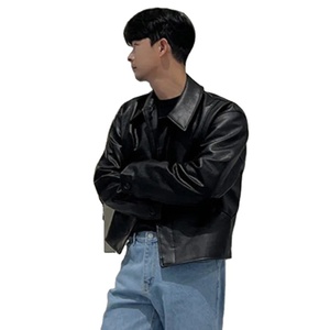 เสื้อโค้ทผ้าแคนวาสแบบสั้นสำหรับผู้ชาย, เสื้อแจ็คเก็ตแฟชั่นสไตล์เกาหลีปกระดับไฮเอนด์สำหรับฤดูหนาว - Product Image 1