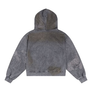 Sweat à capuche tendance avec effet délavé à l'acide et décoloration au soleil, design tendance, tissu chaud, fermeture éclair, pour un usage décontracté ou sportif, unisexe - Product Image 2