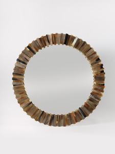 กรอบกระจกตกแต่งทำมือพร้อมตัวฝังแตรธรรมชาติและฐาน MDF มีสไตล์เน้นผนังสำหรับบ้านห้องนอนหรือสำนักงาน - Product Image 5