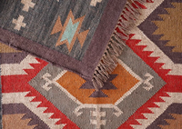 Vintage Modern Floral Embroidered Handmade Wool Jute Rugs Hot Sale Washable Abstract Geometric Pet Friendly Reversible for Home