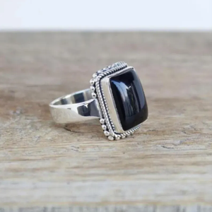 Silver Jewelry Wholesale 925 Silver Black Onyx Rectangle Shape Unisex <b>Ring</b> Handmade Jewelry Partywear - Product Image 4