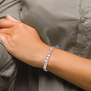 Leslie's SS Radiant Essence Polish/Textured <b>Ball</b>-Shaped Flexible Bangle - Product Image 4