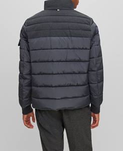 Col roulé pleine fermeture éclair coupe-vent imprimé deux couleurs Style épaule poche à manches longues coupe ample taille bouffante veste pour hommes - Product Image 6