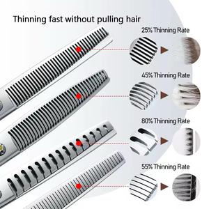 Ensemble de ciseaux à cheveux professionnels de luxe à motif Damas - Acier japonais revêtu de titane arc-en-ciel/or, ciseaux de barbier ergonomiques - Product Image 4