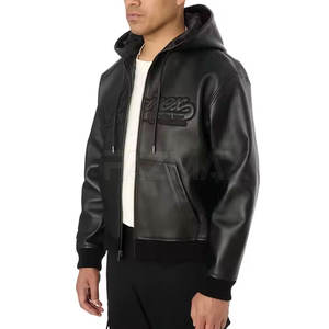 Nouveau Style adultes taille sweats à capuche en cuir vêtements de plein air sweats à capuche dernière conception bas prix hommes sweats à capuche en cuir 2025 - Product Image 3