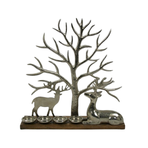 Soporte de luz en T de metal y madera Mezcla festiva de diseño moderno y encanto rústico decoración navideña perfecta para el hogar y la Oficina - Product Image 5