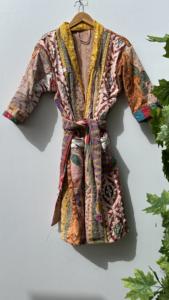 Hecho a mano largo Multi Patchwork algodón Kantha Chaquetas Mujer Vintage acolchado abrigo de invierno Casual primavera estilo tamaño libre - Product Image 5