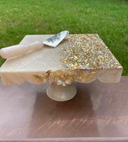 Support à gâteau carré en résine fait main, élégant et simple, pour les fêtes d'anniversaire, outil essentiel, résistant au four