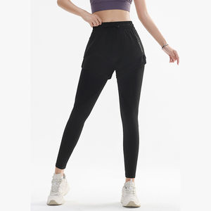Short 2 en 1 avec leggings pour femmes | Leggings élégants 2 en 1 à taille haute pour femmes-Collants de yoga 2 en 1 de couleur unie pour la gym - Product Image 4