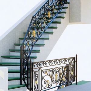 Elegante ijzeren trapleuningen worden gemaakt met hoogwaardige trapcomponenten die superieure duurzaamheid en prachtige patronen bieden. - Product Image 1