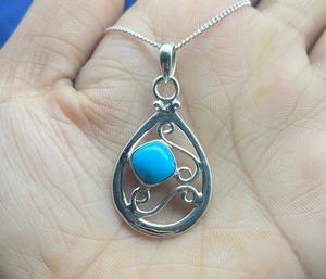 Colgante de ajuste de bisel en forma de corazón turquesa de Plata de Ley 925, joyería hecha a mano con colgantes de estilo bohemio, regalo elegante - Product Image 4