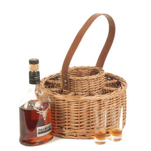 Red <b>Hamper</b> Round <b>Wicker</b> Whisky Carrier with 28x28x13cm Dimensions and 36cm Stand for Celebration Drinks - Product Image 1