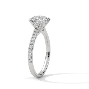 2.0ct Round Brilliant Cut Moissanite <b>Solitaire</b> <b>Ring</b> with Pave Set Band 925 Sterling <b>Silver</b> - Product Image 4