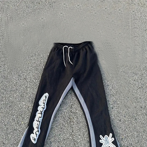 2024 chándal de Color sólido con logotipo personalizado para hombre, pantalones de chándal acampanados básicos en blanco para correr, sudadera recortada, conjuntos de dos piezas, Invierno transpirable - Product Image 2