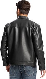 แจ็กเก็ตสีดำสำหรับผู้ชายทรงสลิมฟิตแจ็กเก็ตฤดูหนาวหนังแท้ไซส์ใหญ่พิเศษ2025 - Product Image 3