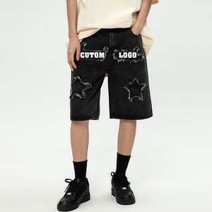 Pantalons décontractés en coton style droit pour hommes, shorts en denim brodés à la mode, taille XL, taille XL, mode d'été - Product Image 5