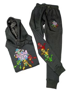 Sweats à capuche pour hommes personnalisés 2025, 100% coton, tissu lourd, pour broderie florale, noir, avec poche, basique, hiver - Product Image 3