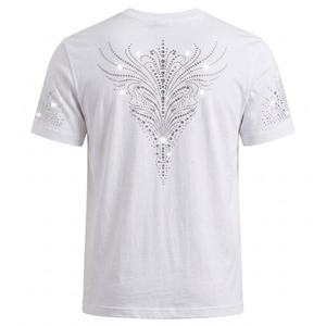 T-shirt à manches courtes pour homme Index Apparel, motif strass blanc, coupe classique, col rond, jersey décontracté en coton - Product Image 3