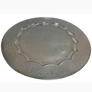 Assiette ronde en métal de luxe patine grise assiettes de service pour restaurant maison assiettes décoratives personnalisées en vrac artisanat - Product Image 3