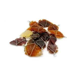 Customized Fancy Agate Wire Wrapped Pendant Wholesale Natural Stone Genuine Loose Arrowhead Wholesaler & Supplier