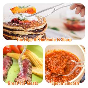 Couverts en plastique biodégradable de qualité supérieure, assortis, écologiques, résistants, fourchettes, couteaux, cuillères, vaisselle jetable pour les fêtes - Product Image 4