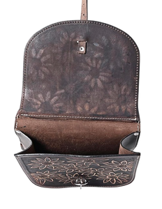 Superventas de alta calidad de cuero genuino Western Trail Tooling Carving Horse Saddle Bag - Product Image 6