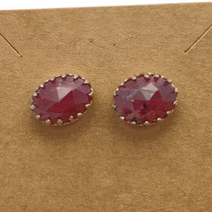 Natural Raw Ruby 14x10mm Oval 925 <b>Sterling</b> <b>Silver</b> Designer <b>Stud</b> <b>Earring</b> 6.07 Gms Handmade Fine Jewellery Gemstone Women <b>Earrings</b> - Product Image 3