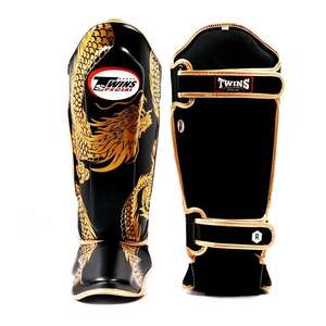 Espinilleras Profesionales de Cuero con Espuma Multidensidad y Cierre de Velcro para Entrenamiento de Kickboxing - Product Image 2