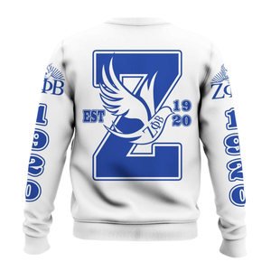 Sudadera con Cuello Redondo de la Hermandad Zeta Phi Beta, Letras Griegas Bordadas, Azul, 1920, Felpa, para Mujer - Product Image 2