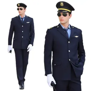 Personnalisé 100% Coton Tissu Vert Pilote Uniforme Ensembles Blazer Chemises Pantalons Compagnie Aérienne Personnel Vêtements De Travail Capitaine Uniformes - Product Image 3